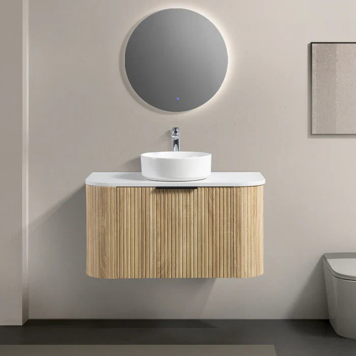 Roma Curved Fluted Oak Wall Hung Vanity – Bathware Factory Direct
