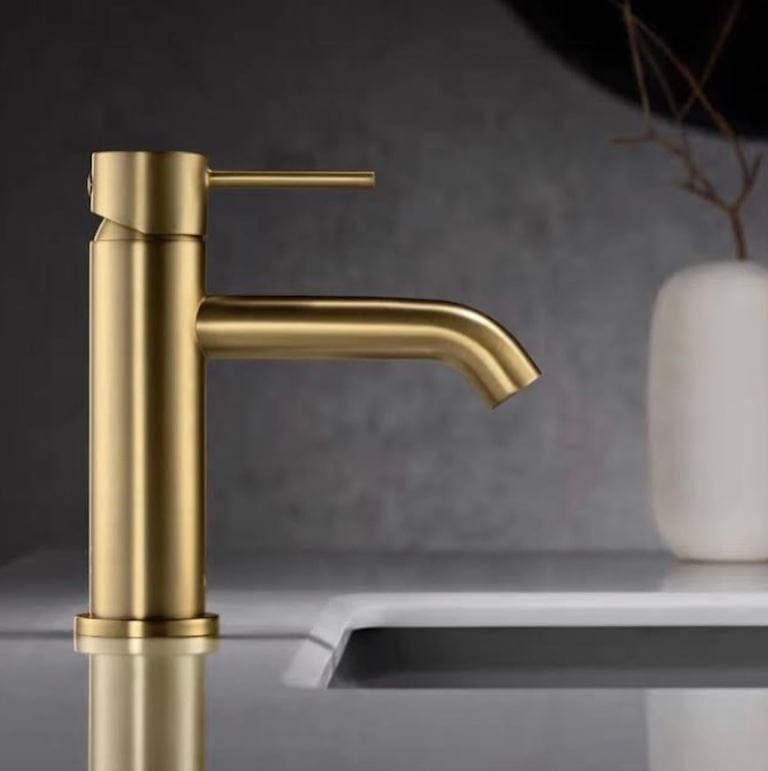 CIRC - Brushed Gold Short Basin Mixer – Bathware Factory Direct