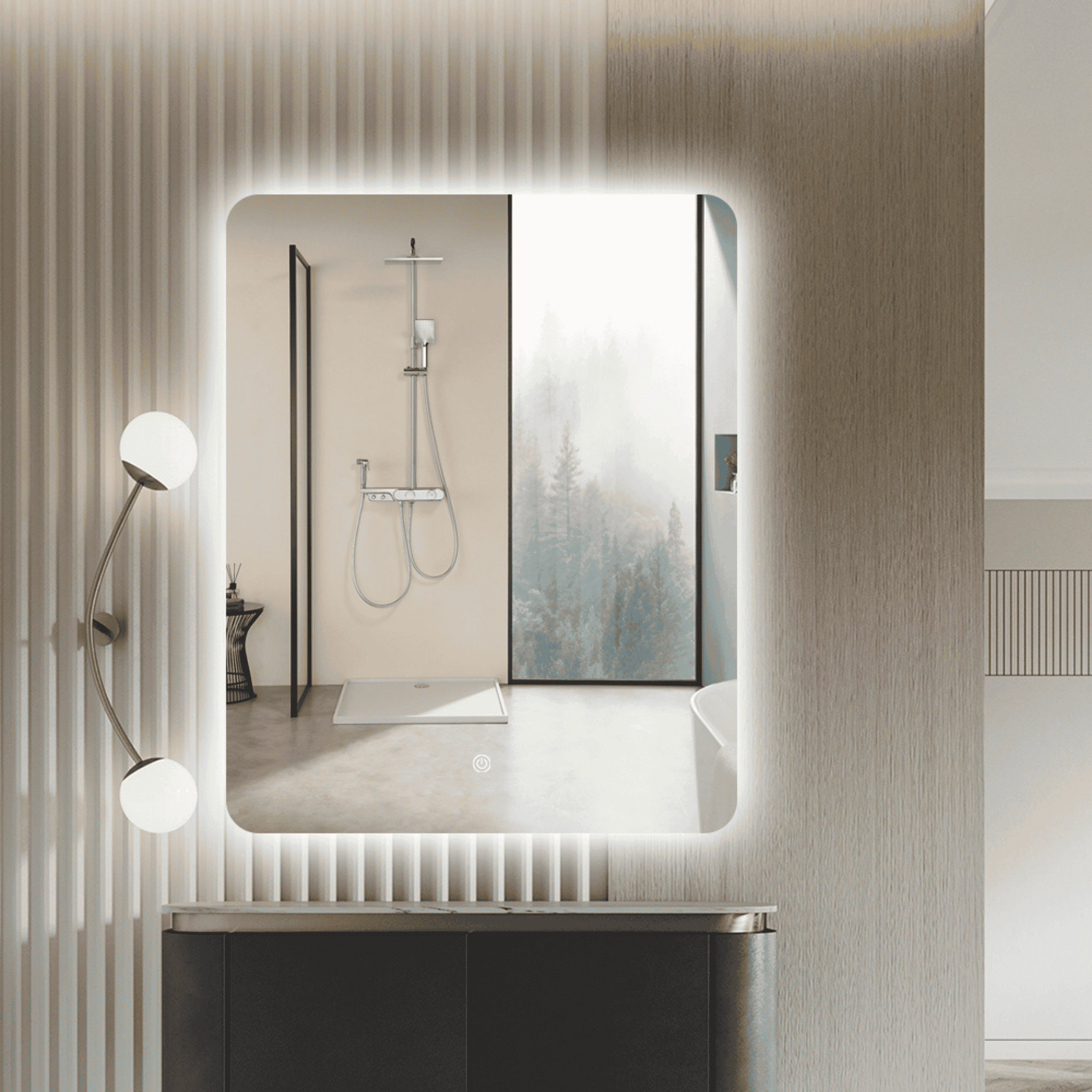 Curved Rim Rectangle LED Mirror | 600 x 750 | Anti-fog and Dimmable ...